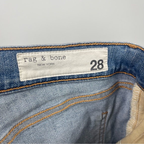 Rag & Bone Ankle Skinny Jeans in Lynn Holes 28 Chewed Hem Patchwork Light Wash - Picture 10 of 16